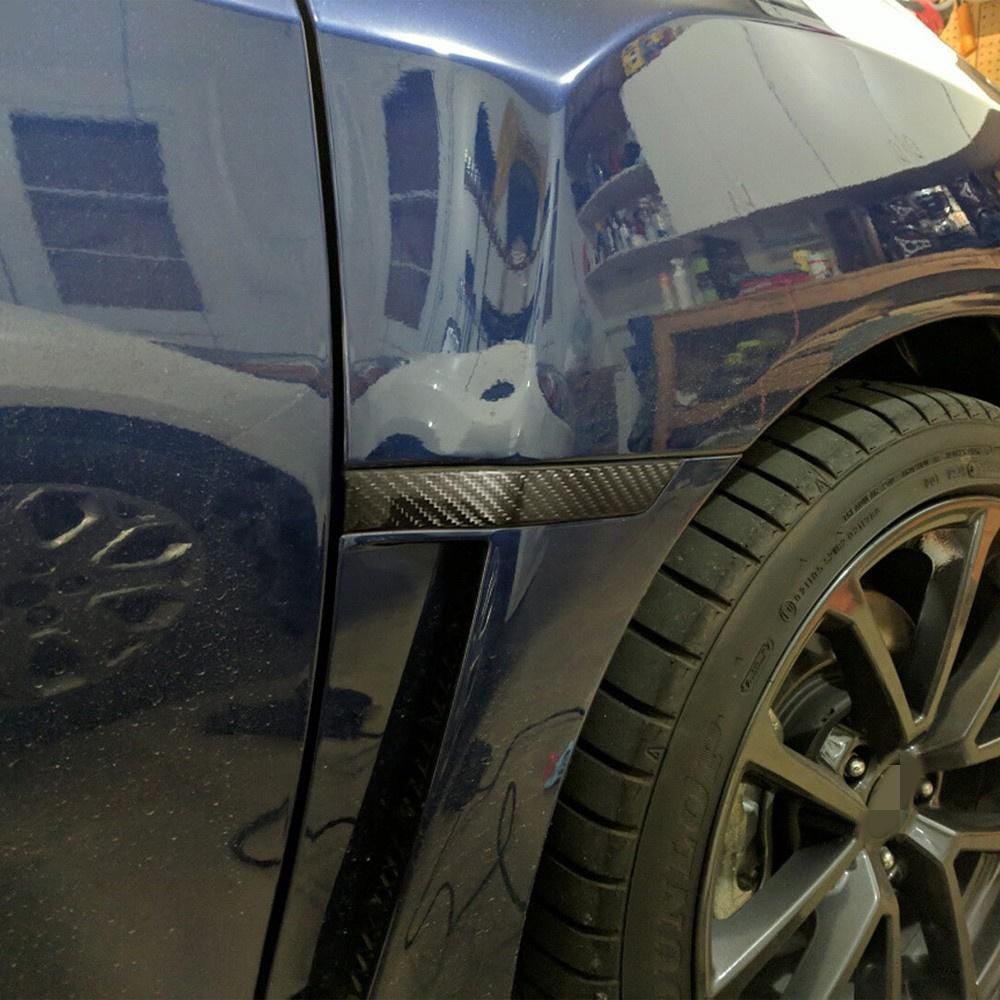Black Carbon Fiber Fender Side Marker Plate Ornaments For 2015-21 Subaru WRX/STI