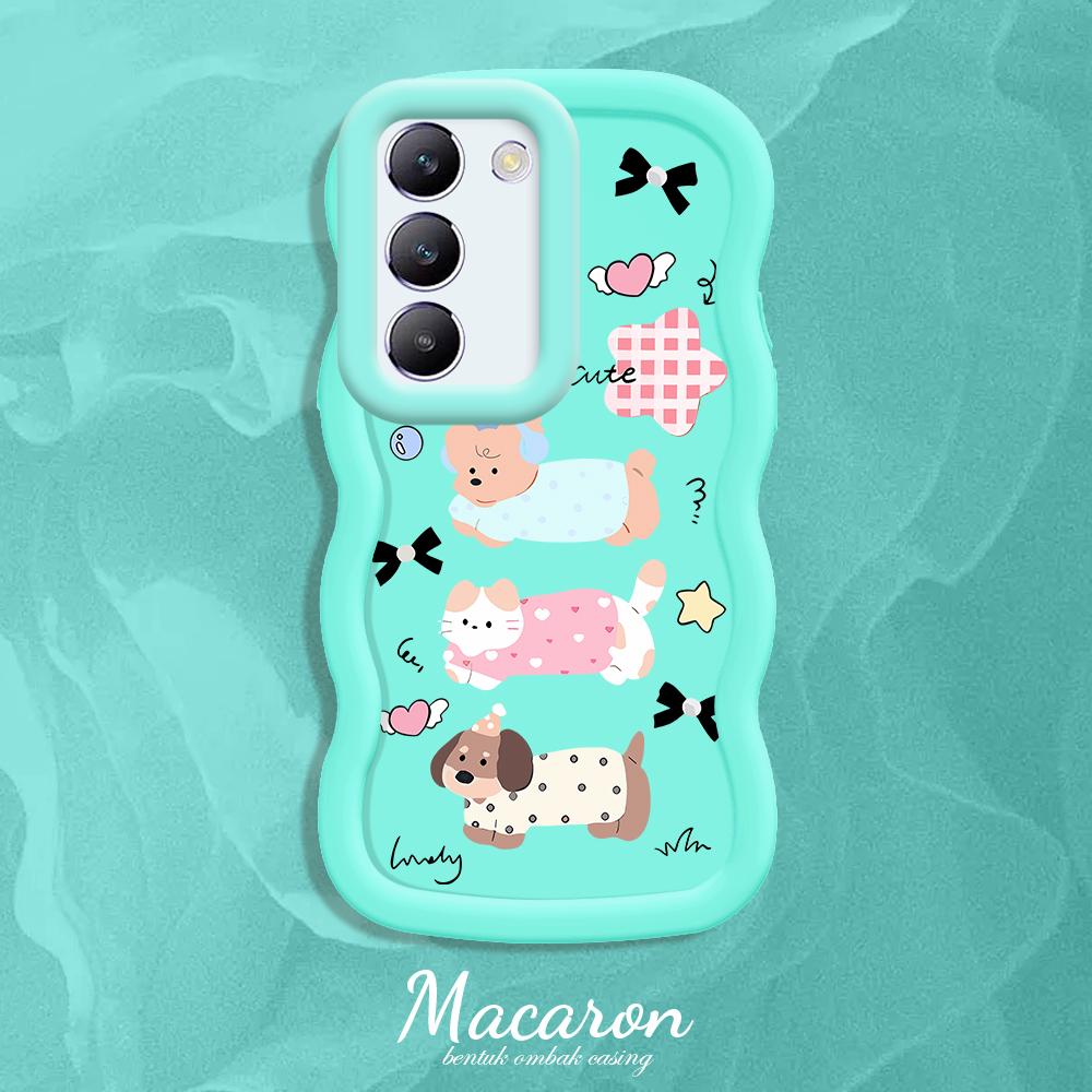 

Окрашенный узор Big Wave Edge Мягкий силиконовый материал Macaron чехол для телефона противоударный защитный резиновый чехол для OnePlus Vivo Motorola Moto Motorola Moto G84 синий