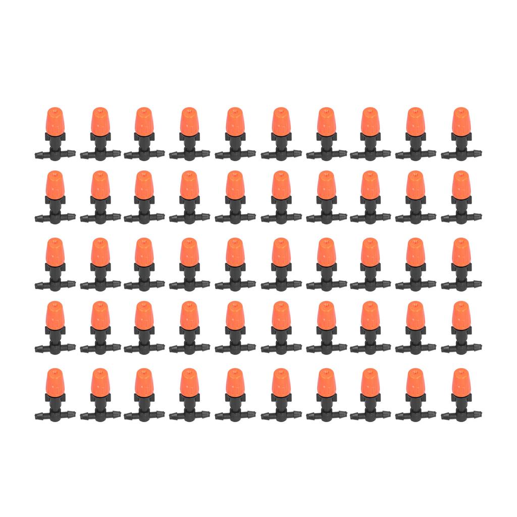 50 Bucăți Conectori T cu Duze Micro Atomizoare Reglabile Portocalii pentru Irigare Grădină Seră