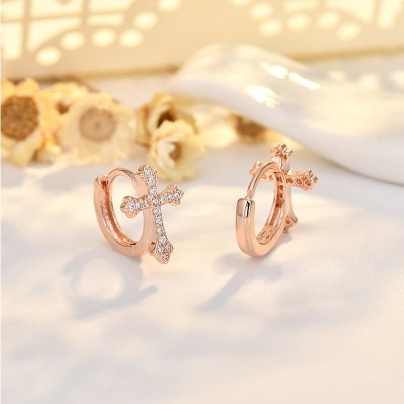 New Cross Full Diamond Earbuds Micro-set Zircon Earrings Simple and Versatile Earrings