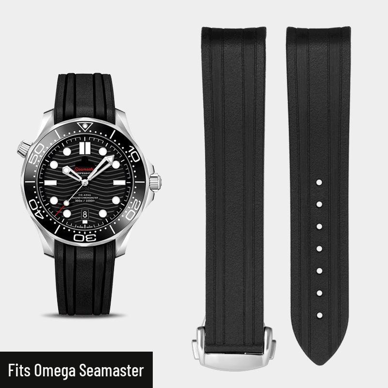 

Каучуковый ремешок Omega для Seamaster 300, Speedmaster 007 и De Ville, со складной застежкой, силиконовый ремешок для часов, 20 мм. Blue with Gold Clasp