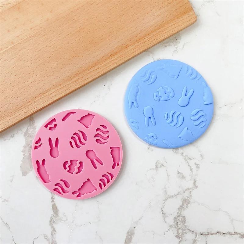 9Pcs Easter Bunny Cookie Cutters Jar Sauce Chocolate Stamp Mold Rabbit Egg Biscuit Fondant Embosser Mold Cake Decor Baking Tools