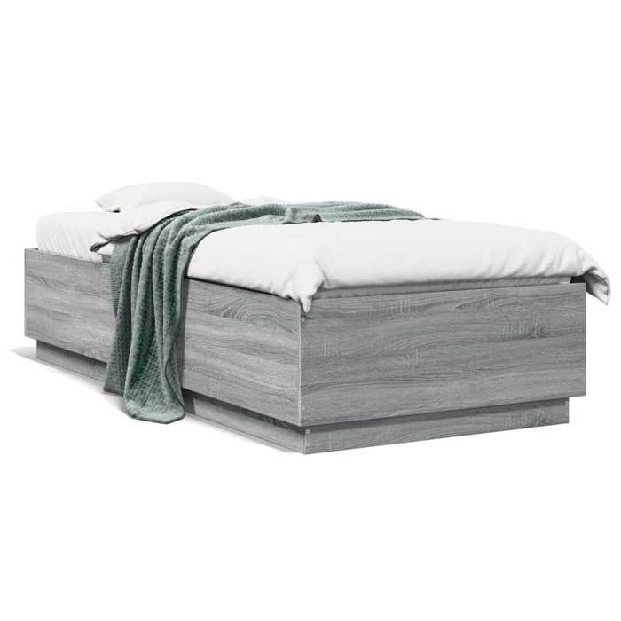 VidaXL Bed Frames, Single Bed with Slat Base, Adult Bed, Bedroom Furniture, Modern, Sonoma Grey 90x200 3209728