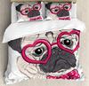 3pcs Bedding Set Dog Pug Cartoon Home Textile Duvet Cover Pillow Case Boy Kid Teen Girl Bedding Covers Set