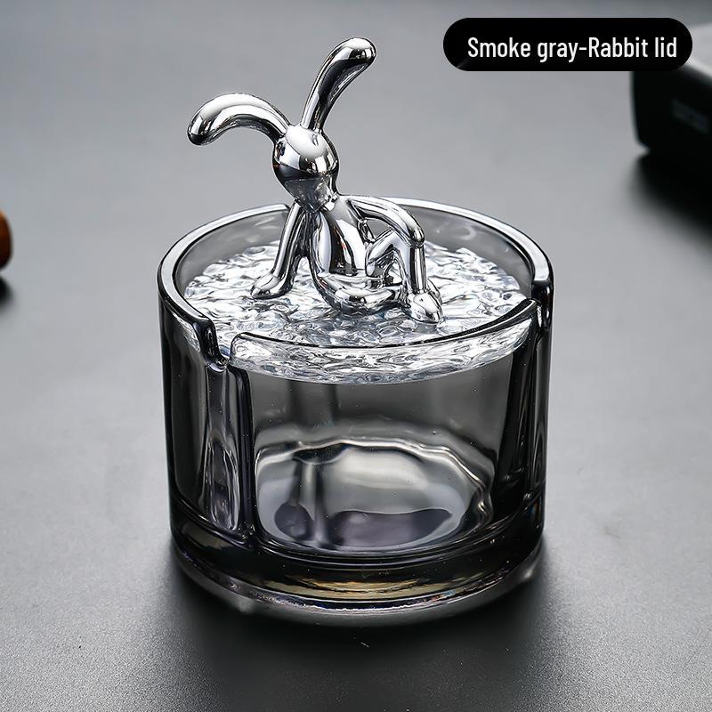 Large Glass Ashtray with Lid for Home, Office, Bar, or Restaurant