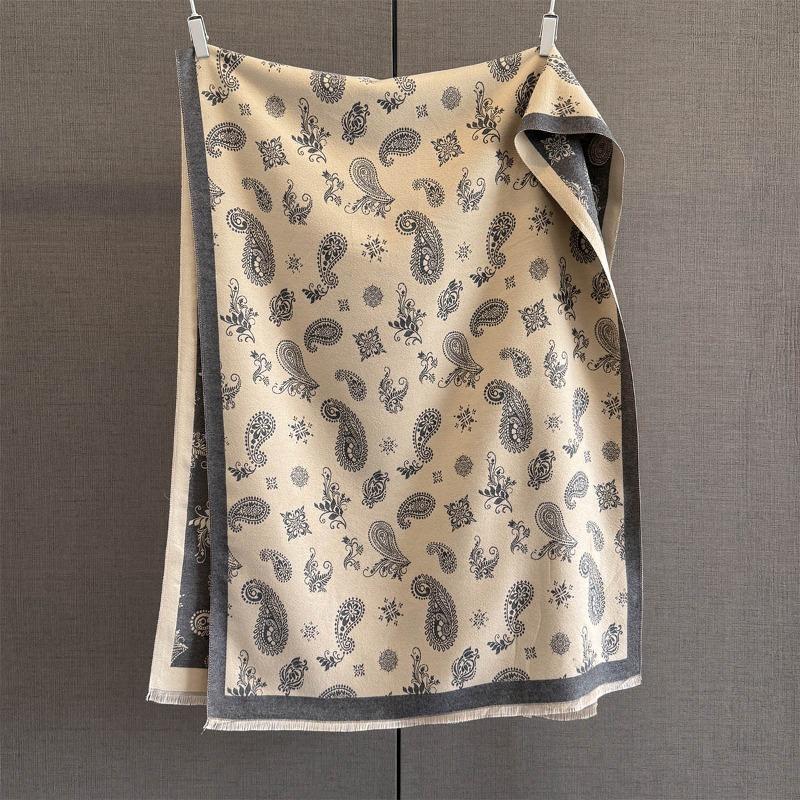 Herbst und Winter neuer vielseitiger hochwertiger Vollprint Kaschu-Jacquard-Schal Damen verdickter warmer Fransen-Schal