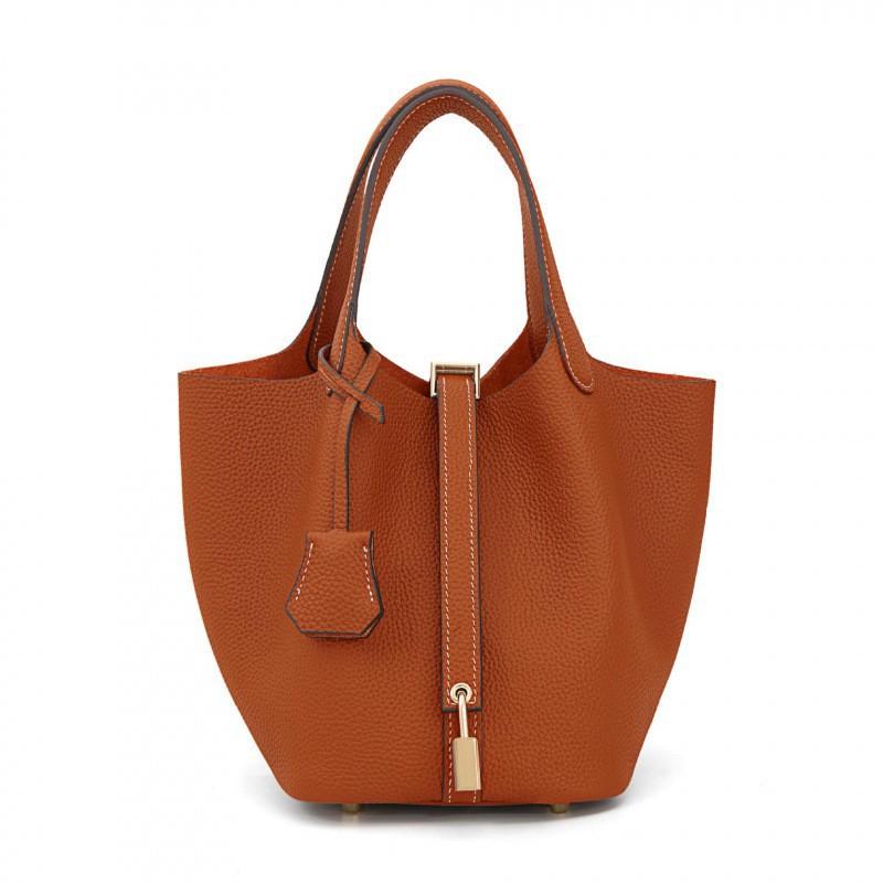 

Simple 2026 New Style Mini Bucket Bag Vegetable Basket Women s Authentic Leather Handbag Mommy Bride Wedding Commuter