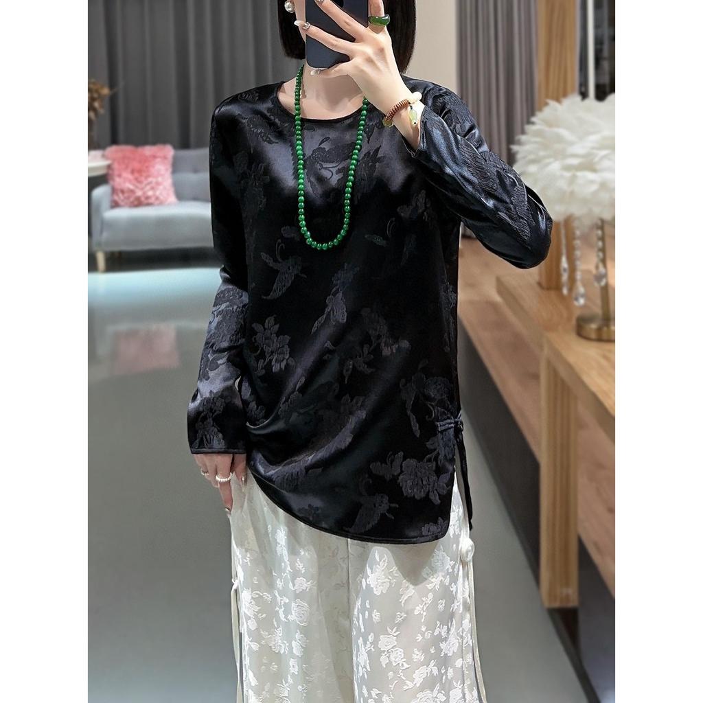 28 Momme Real Silk Chinese Brocade Top: Butterfly Love Mulberry Silk Shirt (2024 Spring Collection)