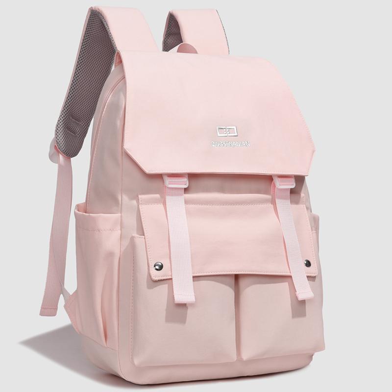 Preppy Einfarbiger Schulranzen Damen Rucksack mit großem Fassungsvermögen