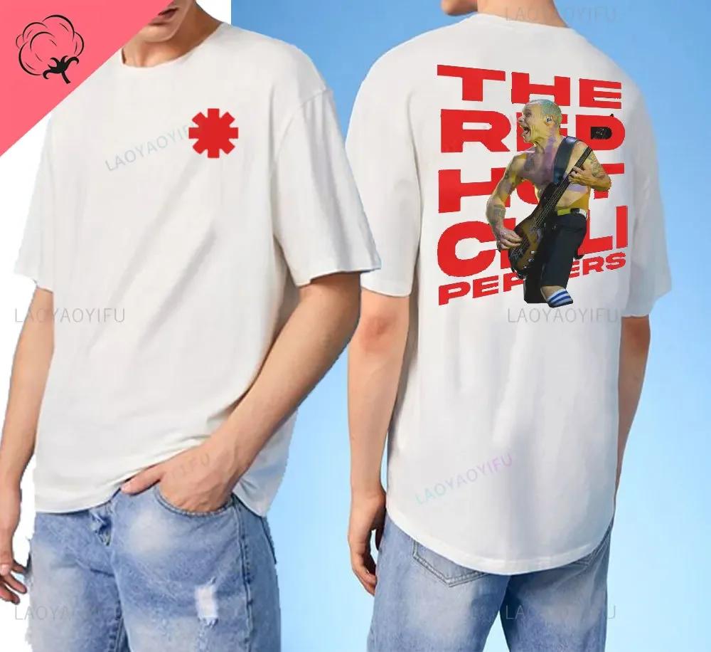 Nuovo Arrivo 2024 Red Hot Chili Uomo T-Shirt Peppers Uomo T-Shirt Stampate su Doppio Lato Alta Qualità Manica Corta Maglietta Top Harajuku