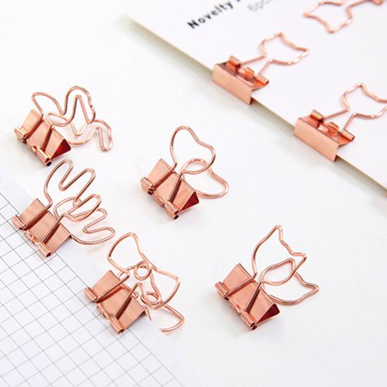 6Pcs Metal Paper Clips Cute Animal Shape Binder Clamps for School Office Colorful Document Photo Holders