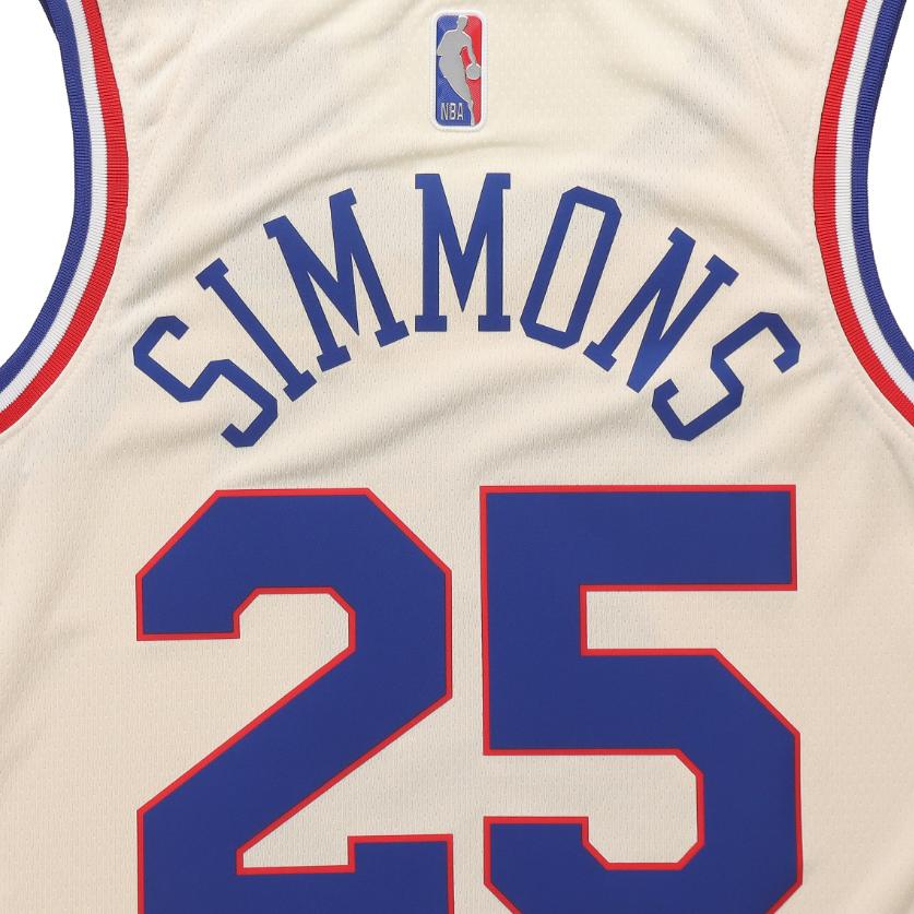 Nike Nba Regular Fit Swingman Jersey Earned Edition Simmons Philadelphia 76ers Fan Version Men jersey Beige CN9964-211