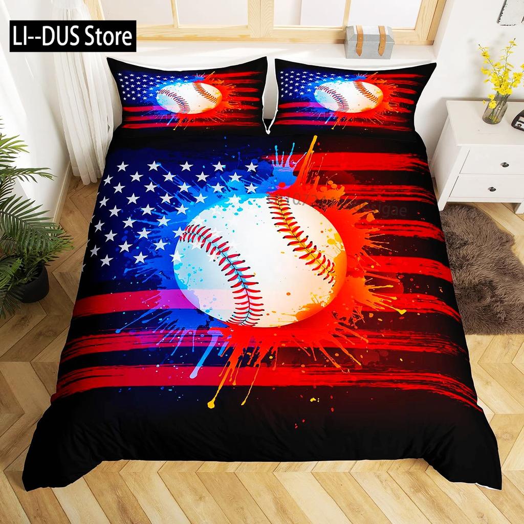 Cool Basketball Bedding Set Neon Gradient Duvet Cover for Kids Teen Boys Girls Comforter Cover Decor Room Quilt Cover 3pcs