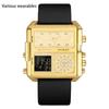 Fashion Casual Men's Watch Multi-functional Waterproof Leather Strap Electronic Watch Square Personality Large Dial