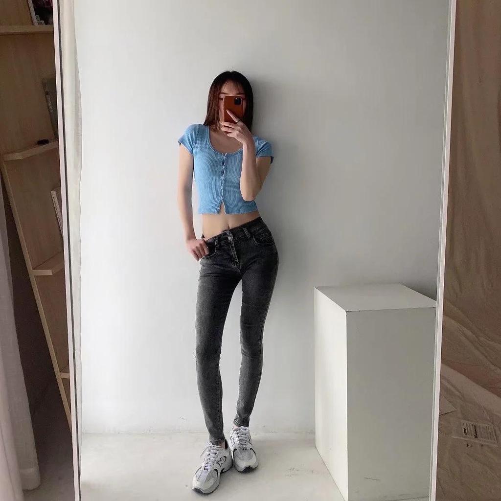 Women's High-Waisted Skinny Stretch Jeans - Slim Fit, Butt-Lifting, Pencil Style for Spring & Summer