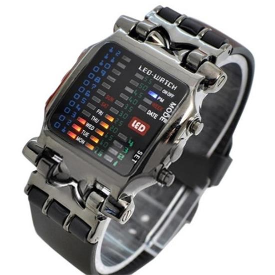 Watch Rectangle Adjustable Plastic Creative Number Matrix LED Digital Watch for Boys