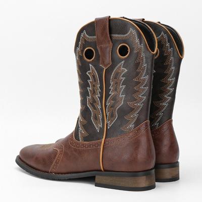 Fashion New Retro Embroidered Men Cowboy Boots Personalized Fashion Designer Shoes Men High Top Western Leather Boots Botas Para Hombre