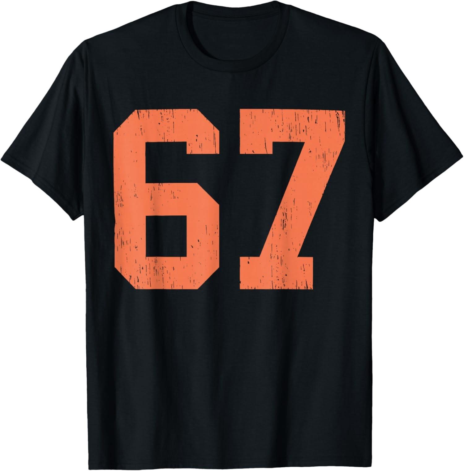 T-shirt unisexe dr?le Orange 67 Six Seven Trending Meme Design S