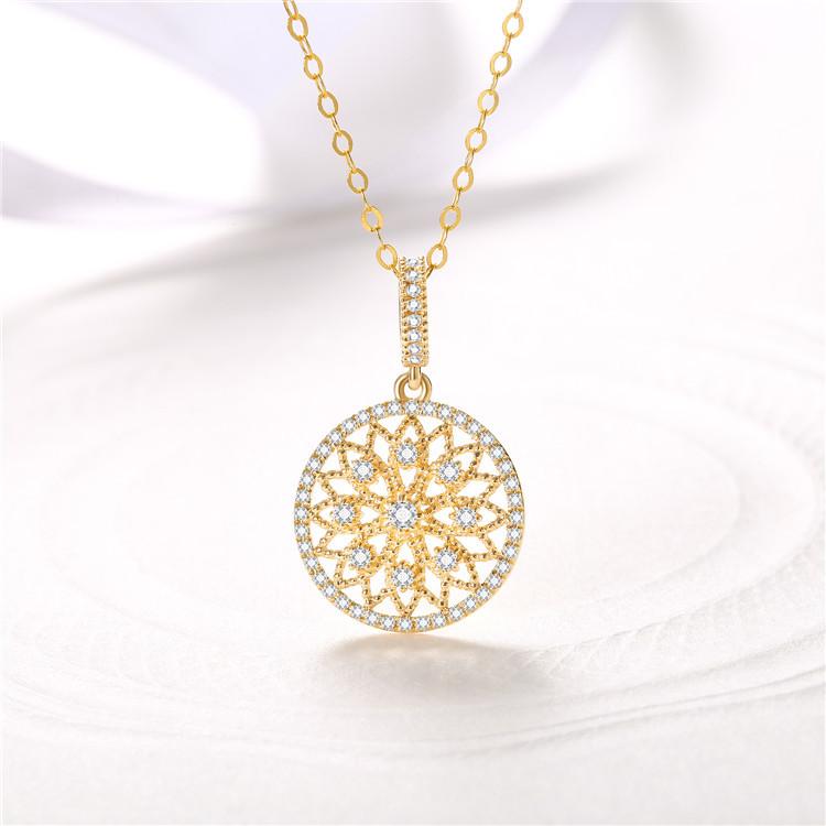 Style Plated 18K Gold Simulation Zircon Necklace Women'S Pendant Clavicle Chain White Gold Micro-Inlaid Zircon Set