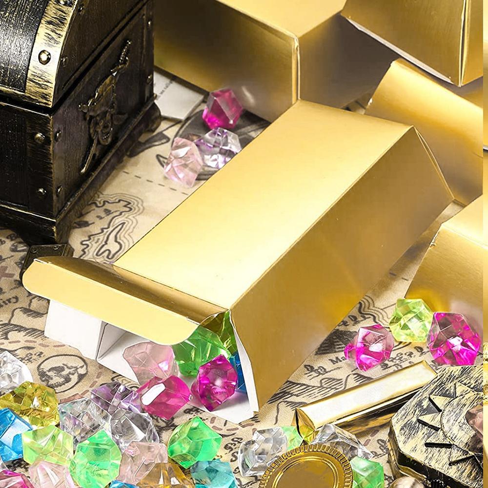6 Stück Goldbarren Falscher Riegel Geschenkbox Partygeschenk Schokolade Goldmünzen Folie Schatzziegel Papierboxen für Weihnachten Hochzeit