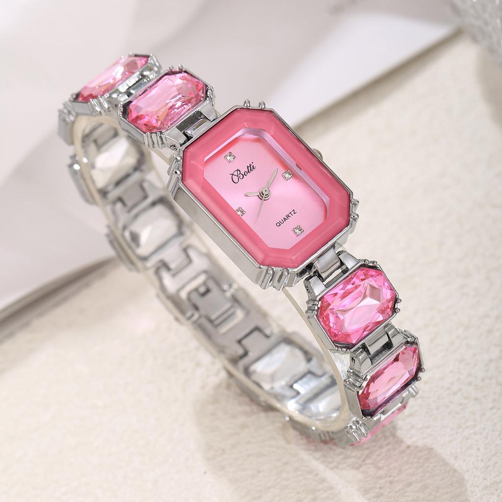 Ladies Fashion Square Quartz Watch With Alloy Bracelet And Decorative Waterdrop For Business Casual