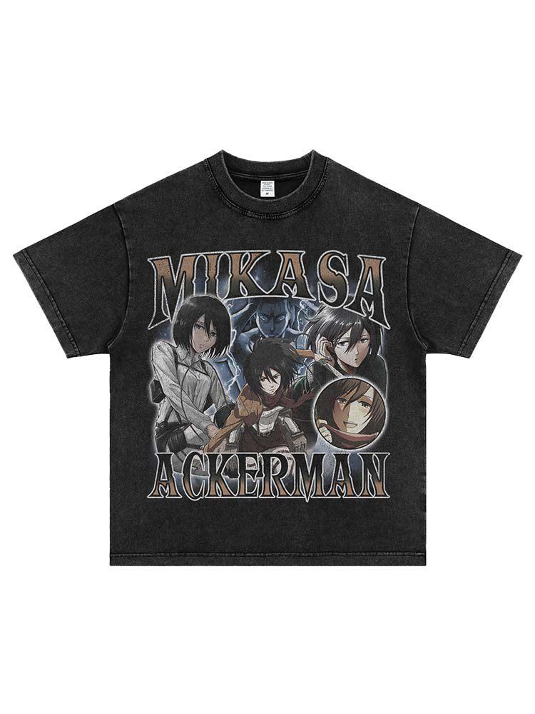 

Gassky Attack on Titan Tshirt Satorus Anime Print Distressed Vintage Style Suitable for Both Unisex and Women Y2k Ins M