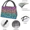High Capacity Colorful Leopard Lunch Bag Women Insulated Portable Reusable Waterproof Cute Lunch Bags for Teen Girls Lunch Boxes