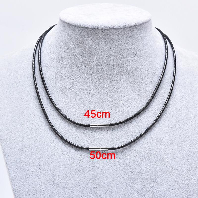 60 Cordini Cerati Per Collane 1.5 Mm Neri - Kit Completo Con Moschettone E Catenella Di Prolunga - Per Creazione Gioielli Fai Da Te - MIPIACE