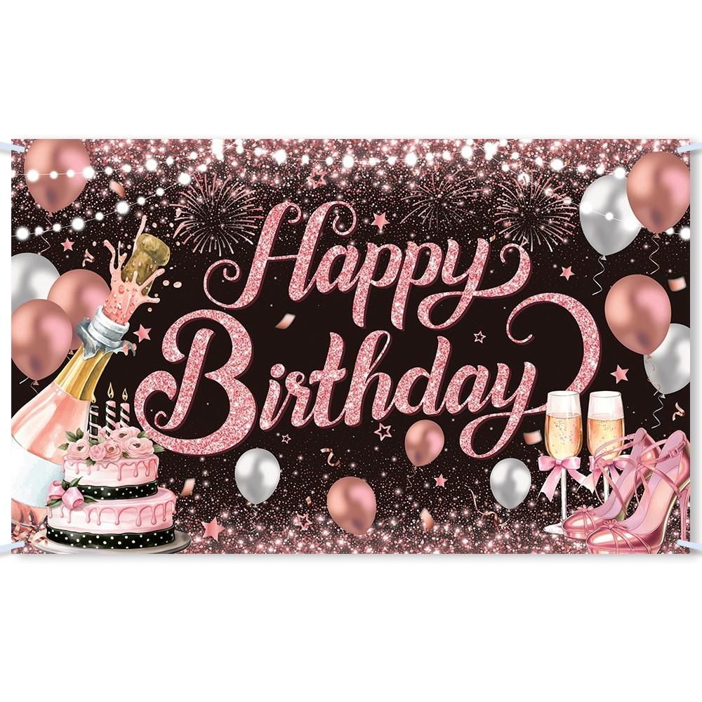 

Party Gold Rose Theme Girl Birthday Decor Background Cloth Party Celebration