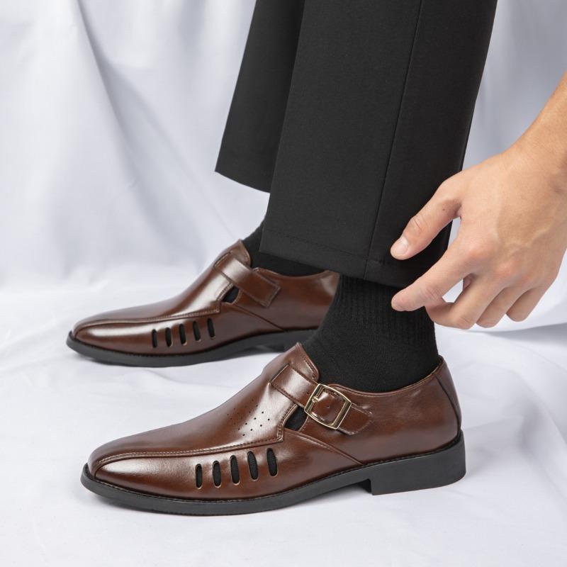 New Outdoor Men's Solid Color Breathable Hollowed-Out Design Summer Sandals Classic High-Quality Buckle Lightweight Walking shoe