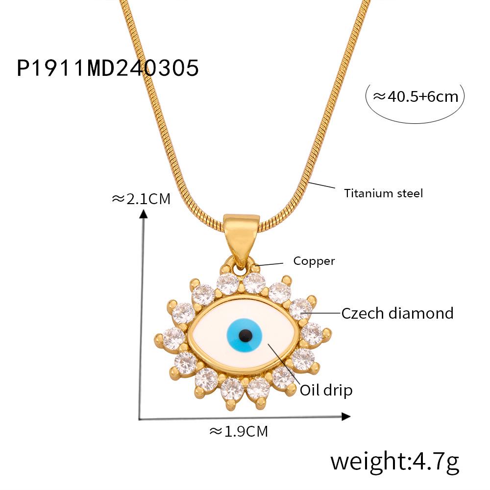 Gold-Plated Titanium Steel Geometric Evil Eye Pendant Necklace