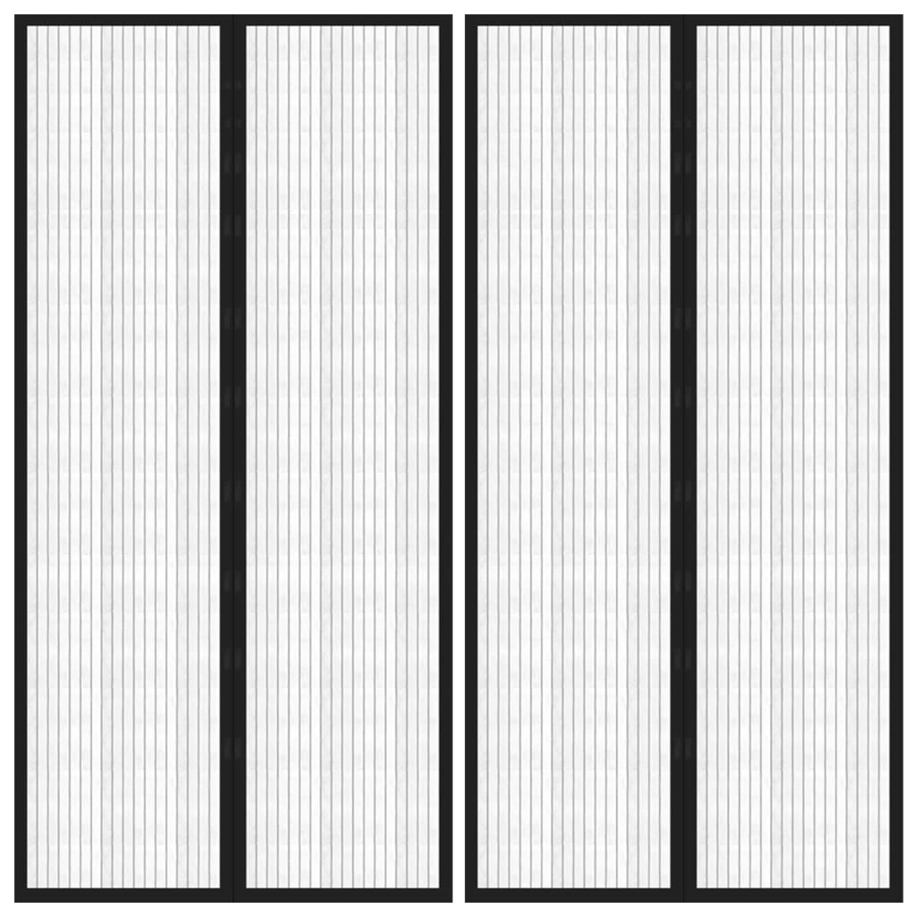 Fliegengitter Tür Vorhänge 2 Stk. Magnetisch Schwarz 220 x 100 cm