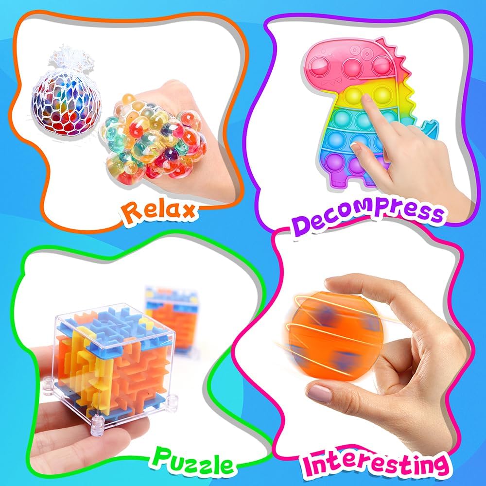 1000pcs Party Favors Goodie Bags for Kids, Fidget Toys Pack, Stocking Pinata Stuffers, Birthday Gifts, Classroom Prize, Treasure Box, Carnival