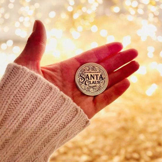 Santa Gold Coin Decorative Christmas Keepsake 4cm Stainless Steel Surprise Token Festive Party Decoration