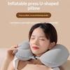 Flocking Inflatable Portable Neck Pillow That Can Be Stored And Self Filled Suitable For Outdoor Travel Business Trips Camping