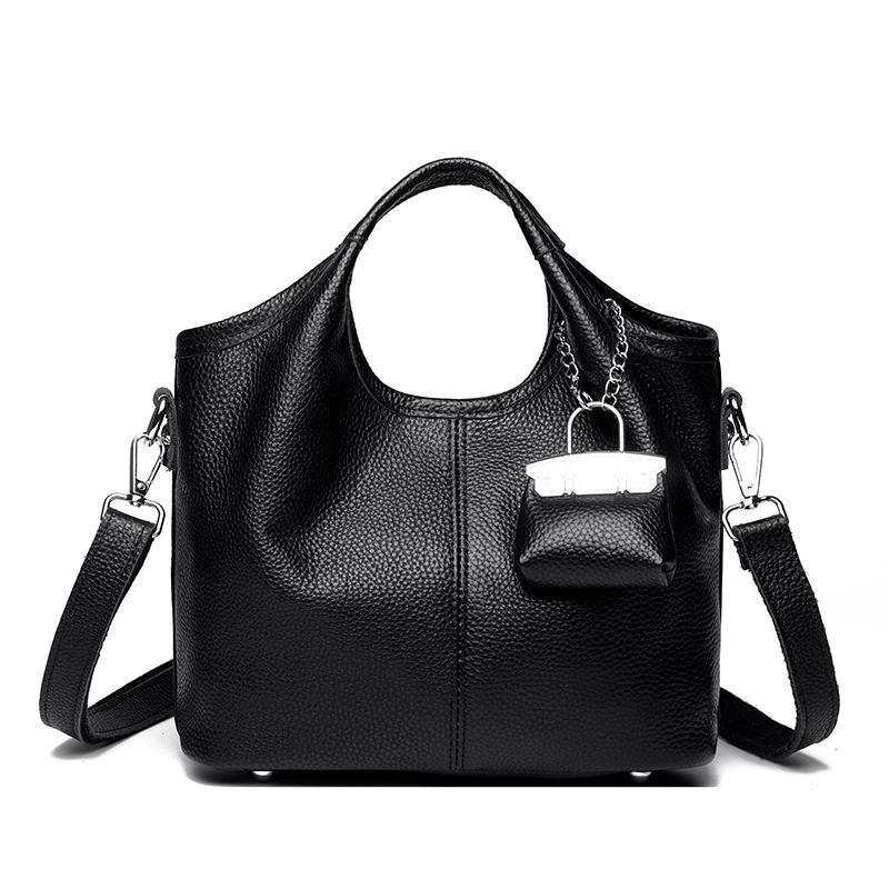 

Женская сумка из воловьей кожи первого слоя, новая модная большая сумка-тоут для commuters, высококачественная сумка через плечо чёрный