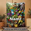 Custom Name Personalized Plants VS Zombies Print Blanket, Home Decor, Bedroom, Sofa, Camping, Couch, Gifts for Birthday Christmas