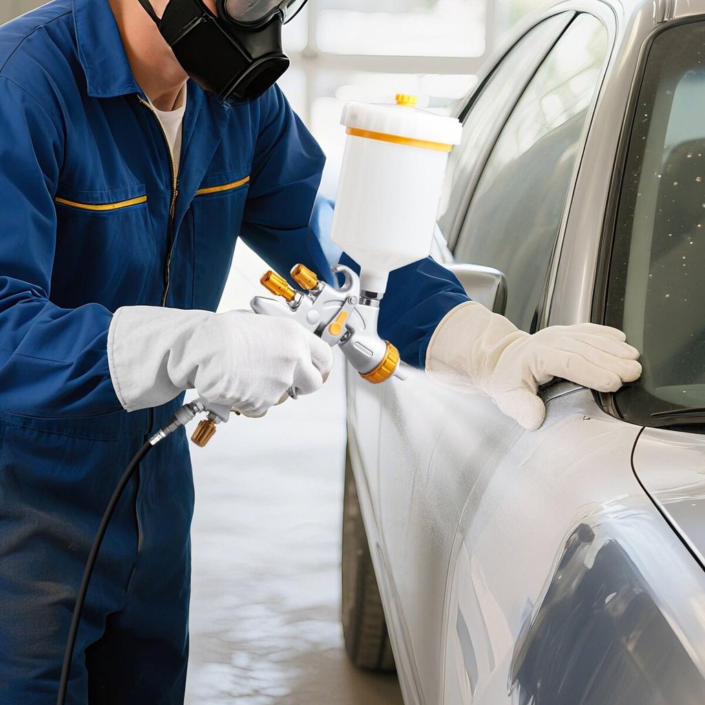 HVLP Air Spray Gun, Gravity Feed Paint Sprayer Gun with 3 Nozzles (1.3/1.4/1.7mm), 600ml Capacity Auto Paint Sprayer with Air Regulator for Automotive