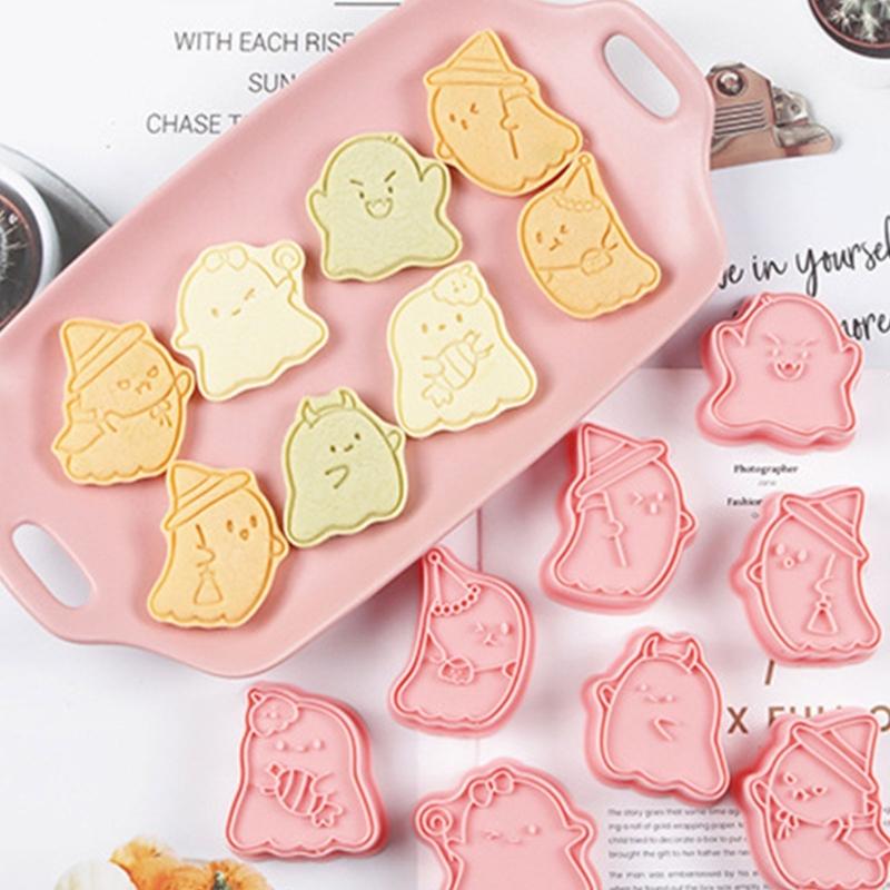 8Pieces Cookie Molds Halloween Biscuit Cutter Ghostly Shape Cookie Molds Baking Tool Suitable for Familys Gatherings