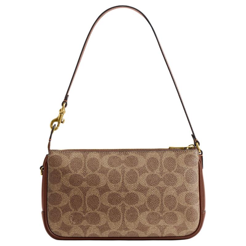 Coach Plaza 22 Brass Metal Hardware Faux Leather and Calf Leather Hand Shoulder Bag Small Women's Brown
