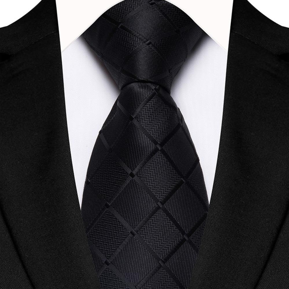 Single Color Plaid & Checks Ties 8CM Groom Jacquard New Mens Necktie  Formal Business