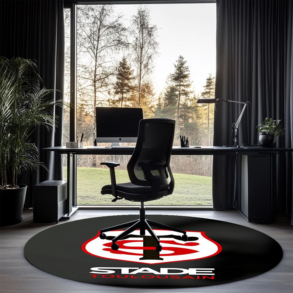 Stade Toulousain Printed Round Rug Carpet Chair Rug Area Rug Entryway Doormats,for Office Chair Living Room Bedroom Kitchen Room.