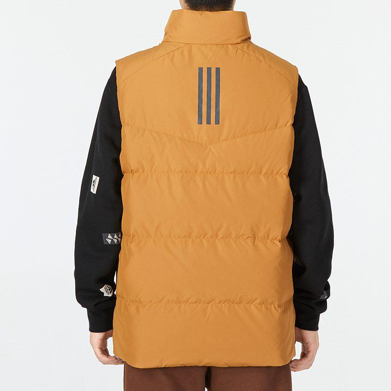 Adidas Down Vests Men's Brown Stand Collar Moderate Other HN4404