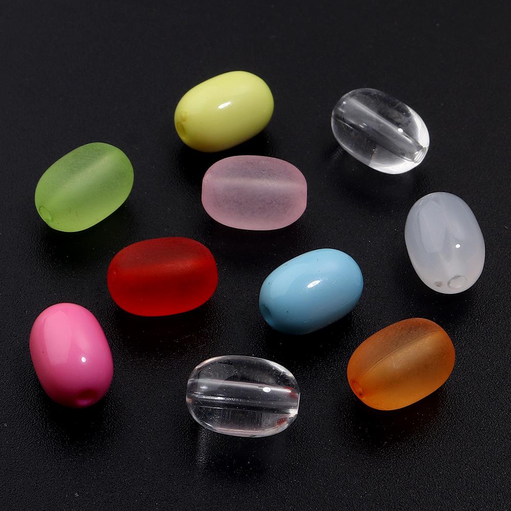 Frosted Oval & Round Acrylic Beads - Candy Color Matte for DIY Jewelry