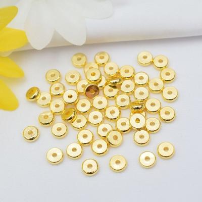 100pcs 18K Gold Plated Bracelet Beads Flat Round Necklace Spacer Beads Jewelry Making Accessory