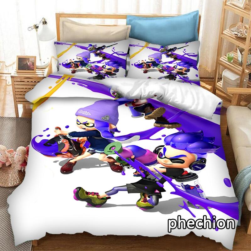 phechion Cartoon Splatoon 3D Print Bedding Set Duvet Covers Pillowcases One Piece Comforter Bedding Sets Bedclothes Bed K388