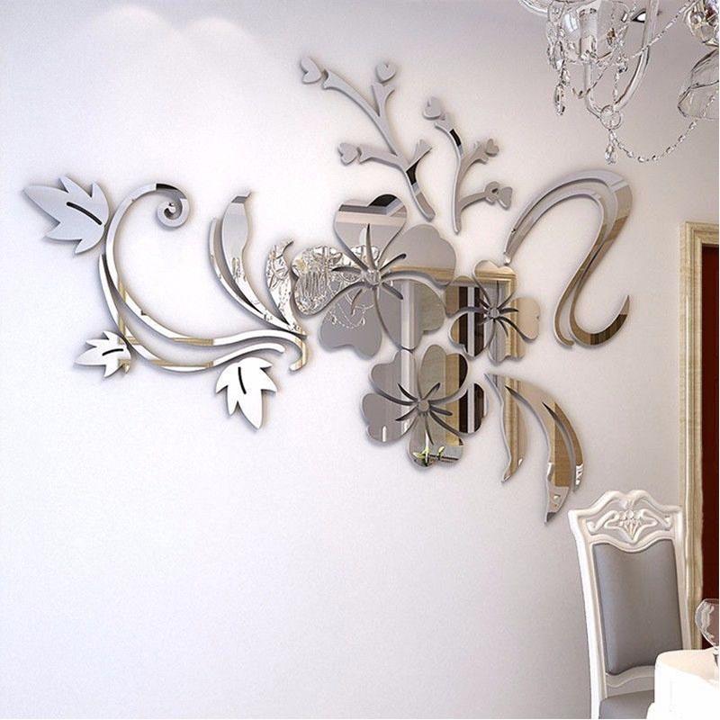 Exquisite Removable 3d Mirror Flower Art Wall Sticker For Stunning Home Decoration