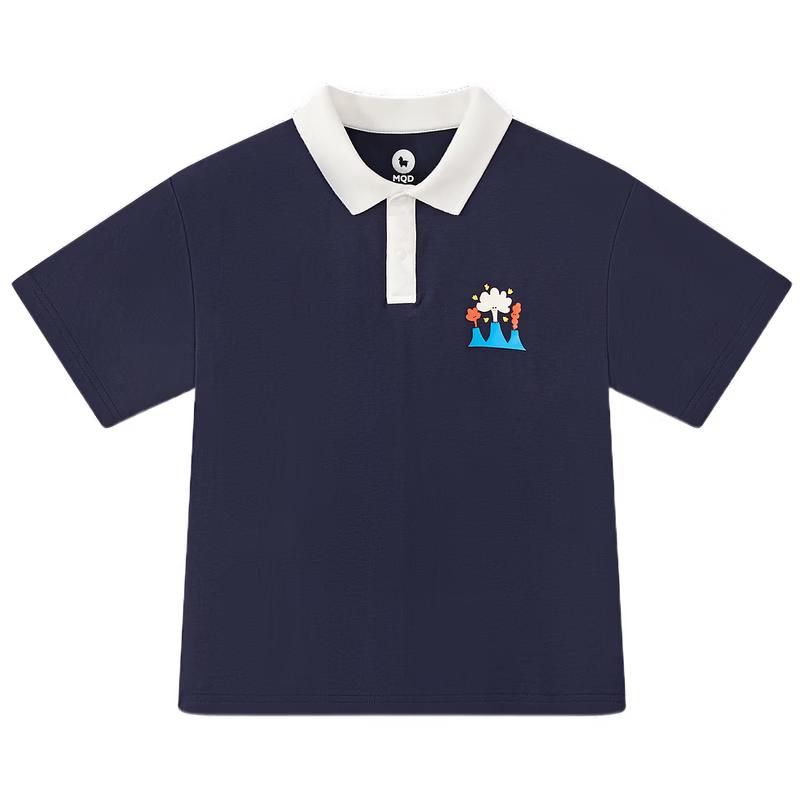 MQD Boys  7A Antibacterial Lightweight Cartoon Color-Block Polo Shirt 160