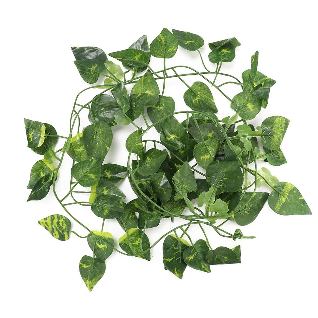 Artificial Fake Leaves Hanging Vines 6.89ft Long Vine Reptile Habitat Decor (Scindapsus Leaves)