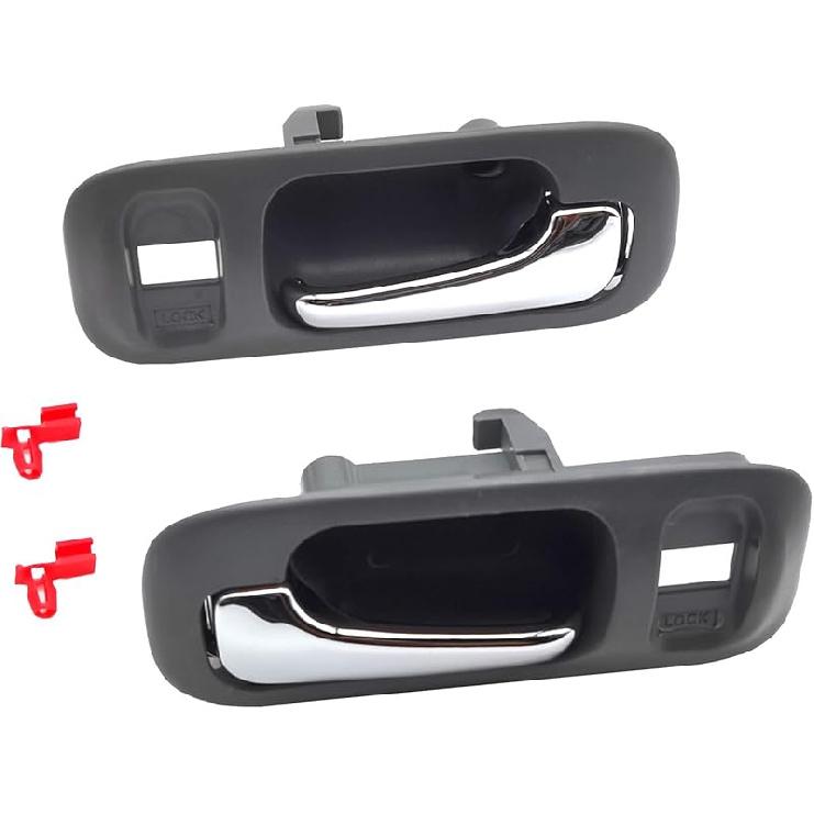 82216 Front Driver Side Interior Door Handle For Honda CR-V 1997 1998 1999 2000 2001,Replaces 72164-S10-A11ZA, Gray Housing With Chrome Lever